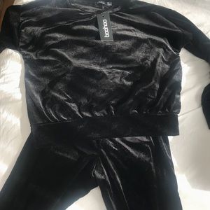 Black Velour Tracksuit (Two-Piece)